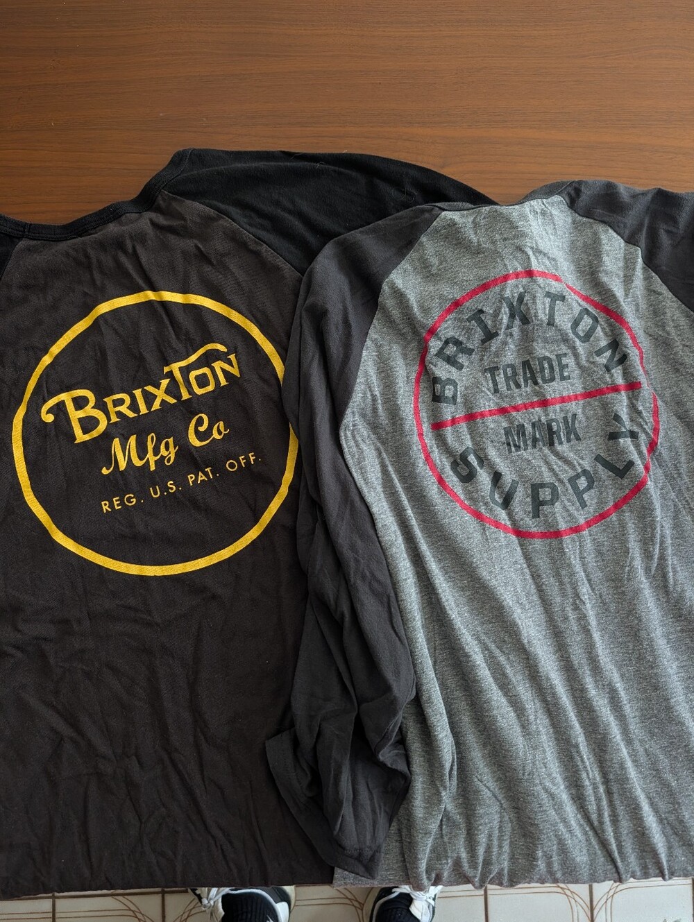 Lot Of Two Brixton Men's 3/4 Sleeves Henley Baseball Shirt 2XL Pre Owned